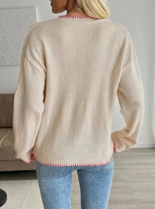 2025 Autumn/winter Hot Selling New Match Animal Pattern Round Neck Hoodie Sweater for Women