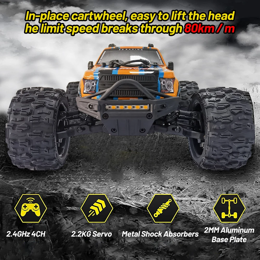 ZD Racing MT-16 1/16 RC Car 4WD Brushless 2.4GHz 4CH 3S 80km/h Remote Control Climber Rocket 2845 Brushless Motor 3600KV