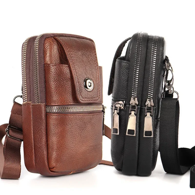 Sacs de taille de voyage pour hommes, sac à main à bandoulière pour téléphone portable, étui pour téléphone, sacs de ceinture en cuir, petit sac de messager en poudre