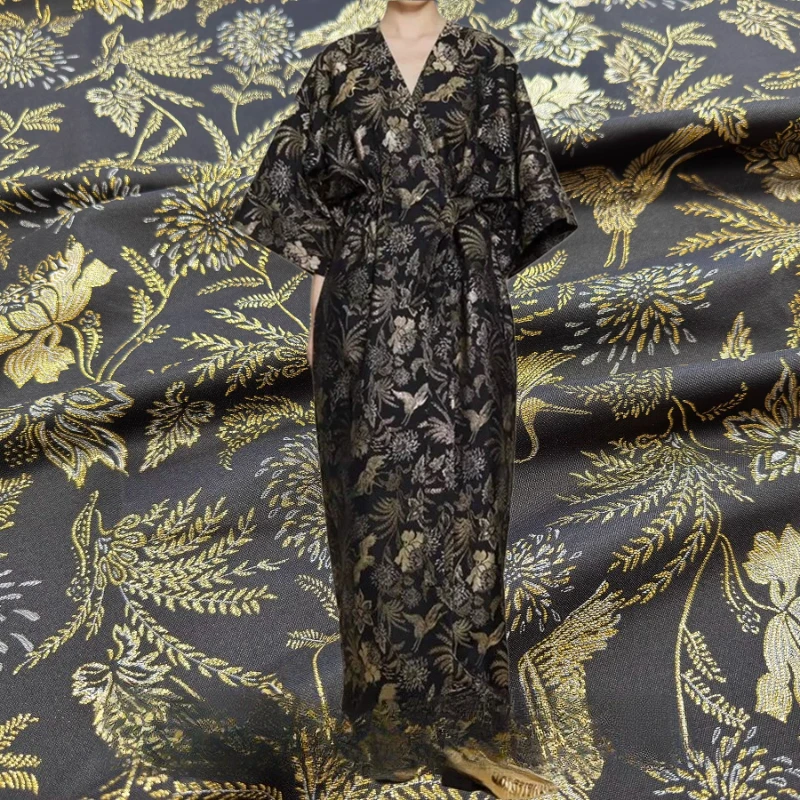 

Chinese Style Retro Metal Wire Jacquard Fabric Long Pants Windbreaker Set Ethnic Clothing Pillows Table Fabrics Cloth