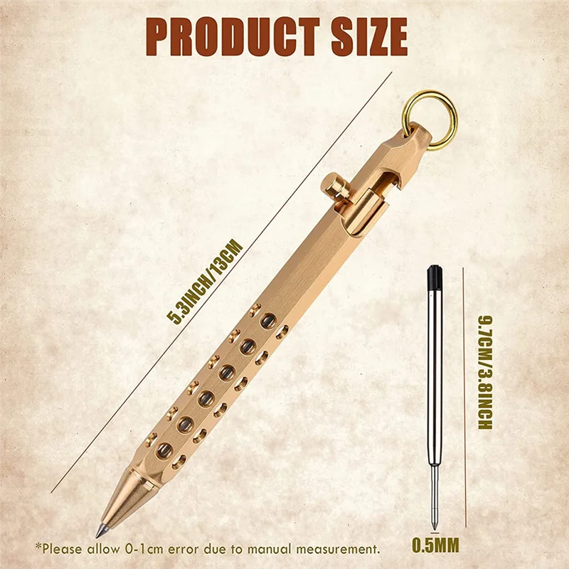 Imagem -03 - Solid Brass Bolt Action Pen Caneta Metal Retro b