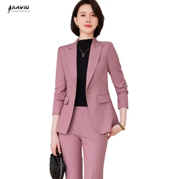 Naviu Pink Anzüge Frauen Herbst neues Temperament profession elle High-End-Casual Blazer und Hosen Sets Büro Dame Wor tragen schwarz