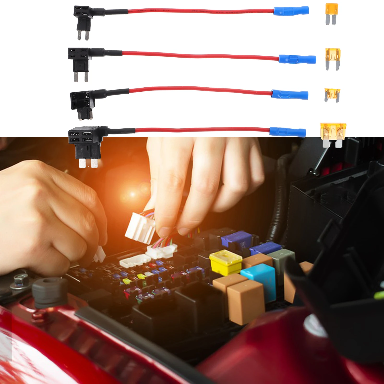 

12V Inline Fuse Holder Heavy Duty Taps Kit St Plug Socket Car Adapter Mini Fuse Tap For Dash Cams LED Lights GPS Vehicle