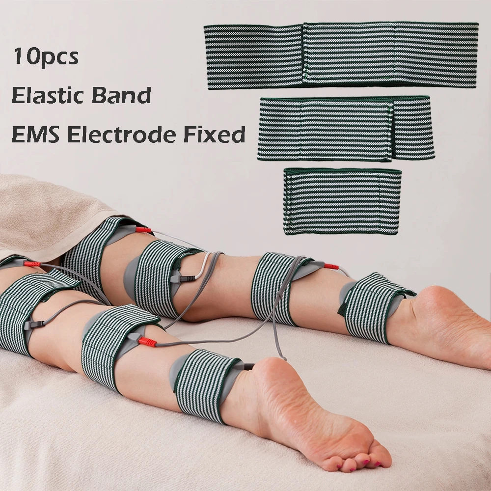 Correa de fijación de almohadilla de electrodo EMS ajustable, banda elástica de 10 Uds para Estimulador muscular eléctrico, máquina de adelgazamiento corporal TENS