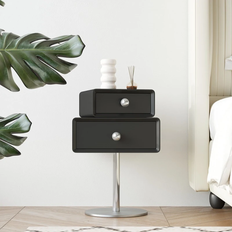 

French light luxury bedside table simple modern rotatable bedside table locker ultra narrow Internet celebrity cream wind