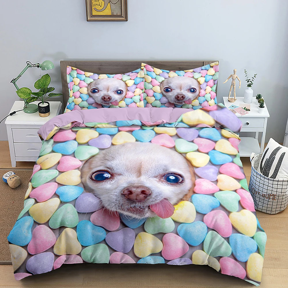 

3D Printed Pet Cute Dog Bedding Set Boys Girls Twin Queen Size Duvet Cover Pillowcase Bed Kids Adult Fashion Home Textileextile