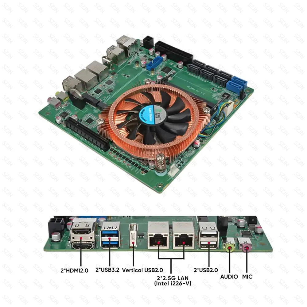 미니 ITX 라이젠 NAS 세트 (5000 시리즈 DDR4 최대 64GB, 2개의 2.5G I226-V 지원, 2개의 M.2 NVMe, 8개의 SATA3.0, 방화벽 소프트 라우터 NAS 키트 포함)