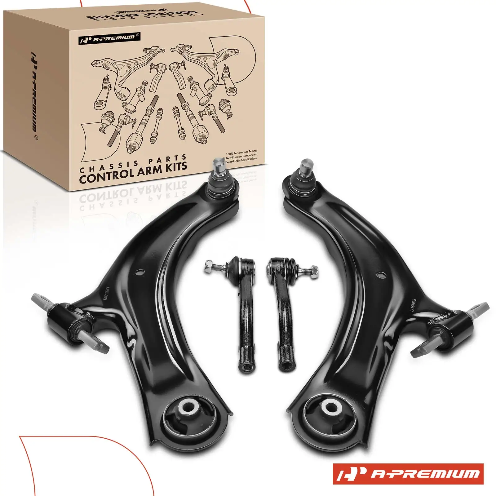 A-Premium 4x Front Control Arm&Ball Joint Tie Rod End for Nissan Rogue 2008-2013 Rogue Select 2014-2015