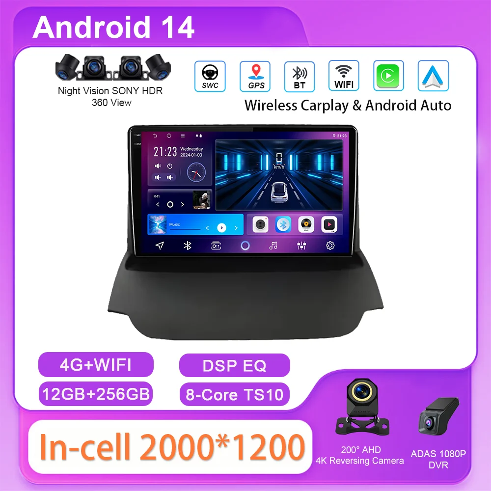 

Android 14 Radio Stereo Car For Ford Ecosport 2013 2014 2015 2016 2017 Auto Multimedia Video Player NO 2Din WIFI Bluetooth WIFI