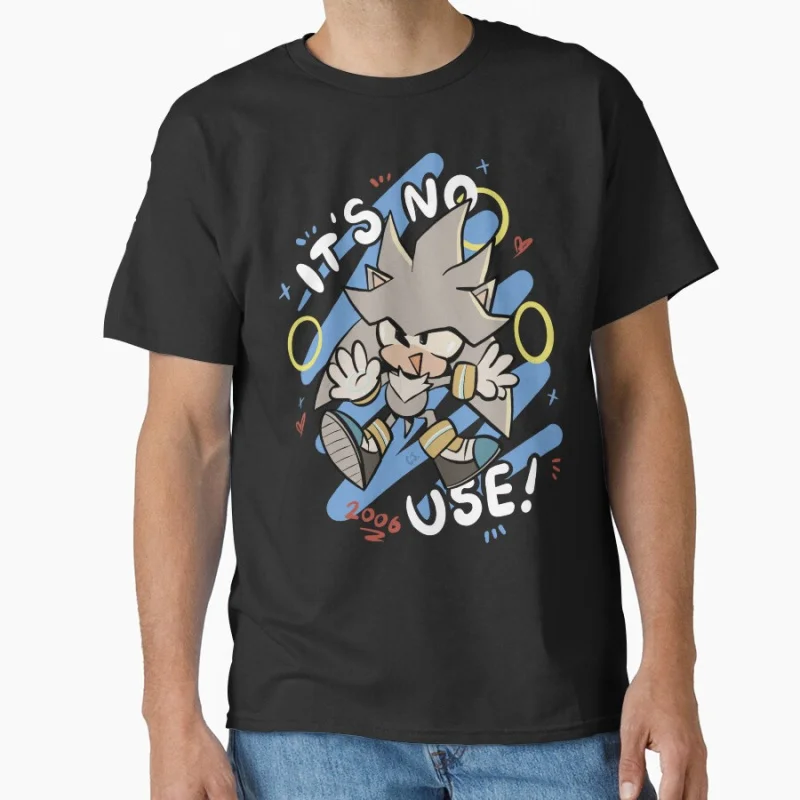 

1021 Silver The Hedgehog Shadow Character Paint Graphic T-Shirt Y2K clothes Cartoon tee Short Sleeve Anmie All size tops