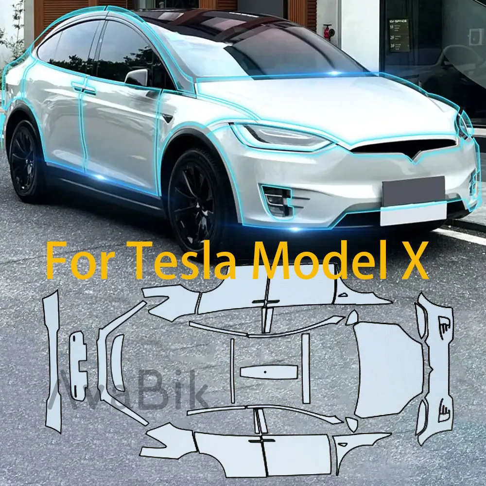 PPF TPU Car Bumper Hood Paint Protection Film for Tesla Model X 2016-2024 Pre-Cut Clear Bra Scratch Resistant Decal Kit Stickers