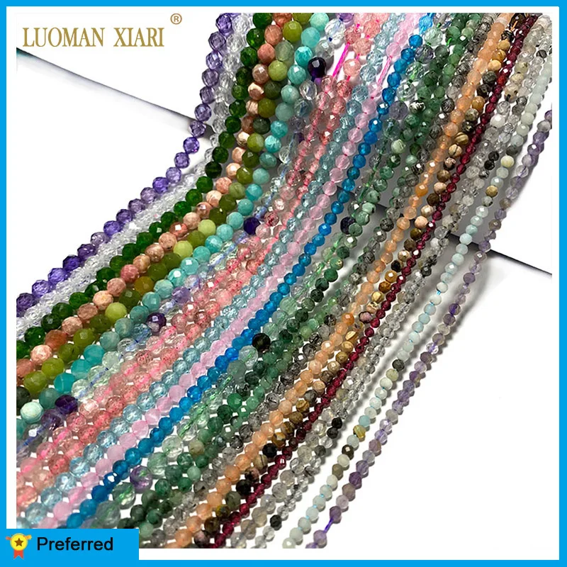 Pedra natural jasper lapis apatita turmalina granada jade facetada contas redondas para fazer jóias diy pulseira colar 2/3/4mm