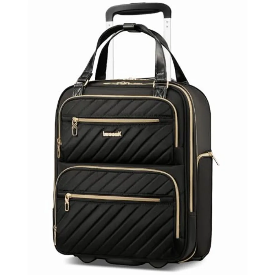 

Underseat Carry On Luggage with Wheels UDK Stylish Lightweight Under Seat Luggage Soft Sided Personal Item Suitcase for Short T