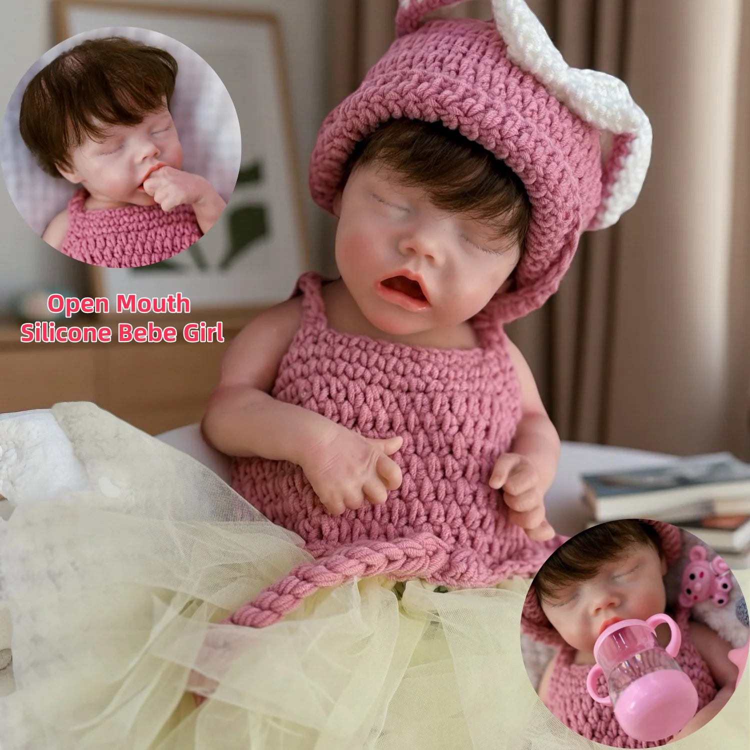 

Reborn Twins Girl 18inch Waterproof Full Silicone Finished Realistic Sleeping Reborn Doll Boneca Reborn Corpo De Silicone