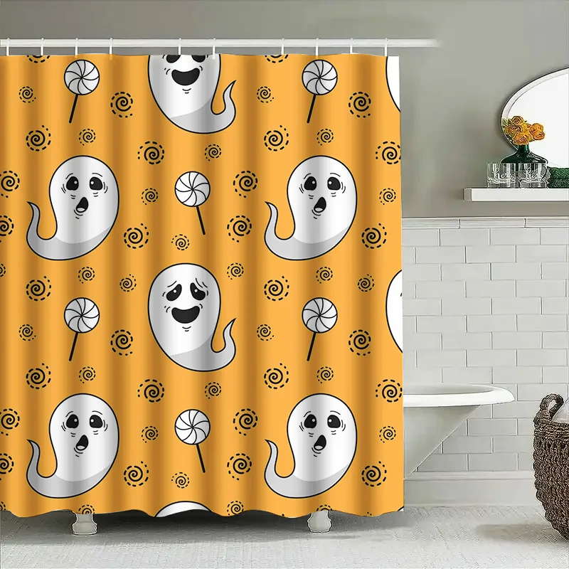 

1PCCute призрак занавеска для душа забавная полосатая занавеска на Хэллоуин для украшения ванной комнаты детской комнаты