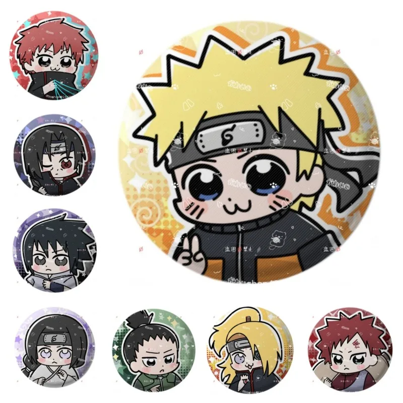 Insignia de hojalata de Naruto Sasuke, Pin de botón para bolso de estudiante, broche para mochila Unisex, dijes, Pin de solapa Unisex, decoración de joyería, regalo