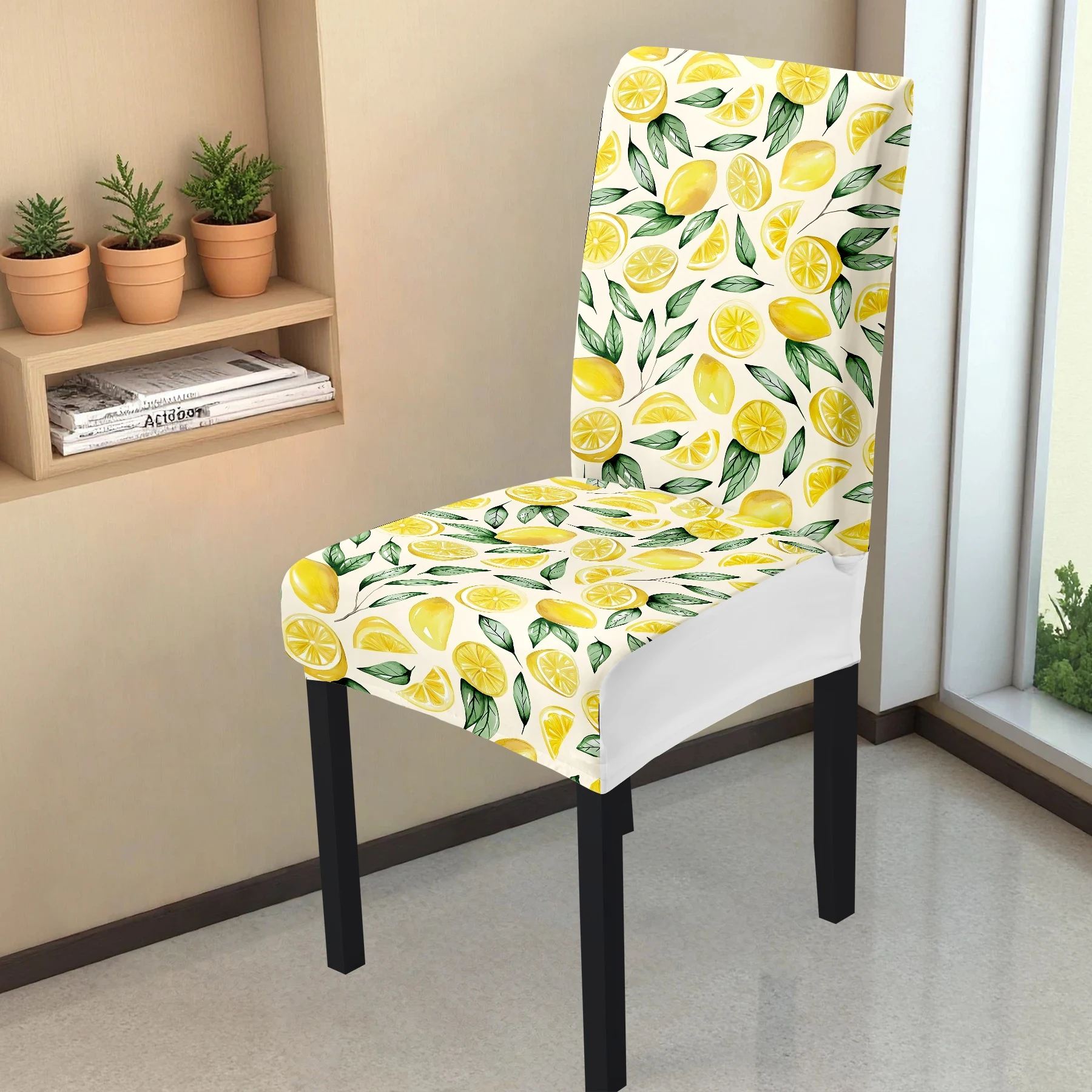 2026 New Elastic Full - Coverage Chair Cover, Fresh Lemon Print, Summer Outdoor & Indoor Use, Washable Fad