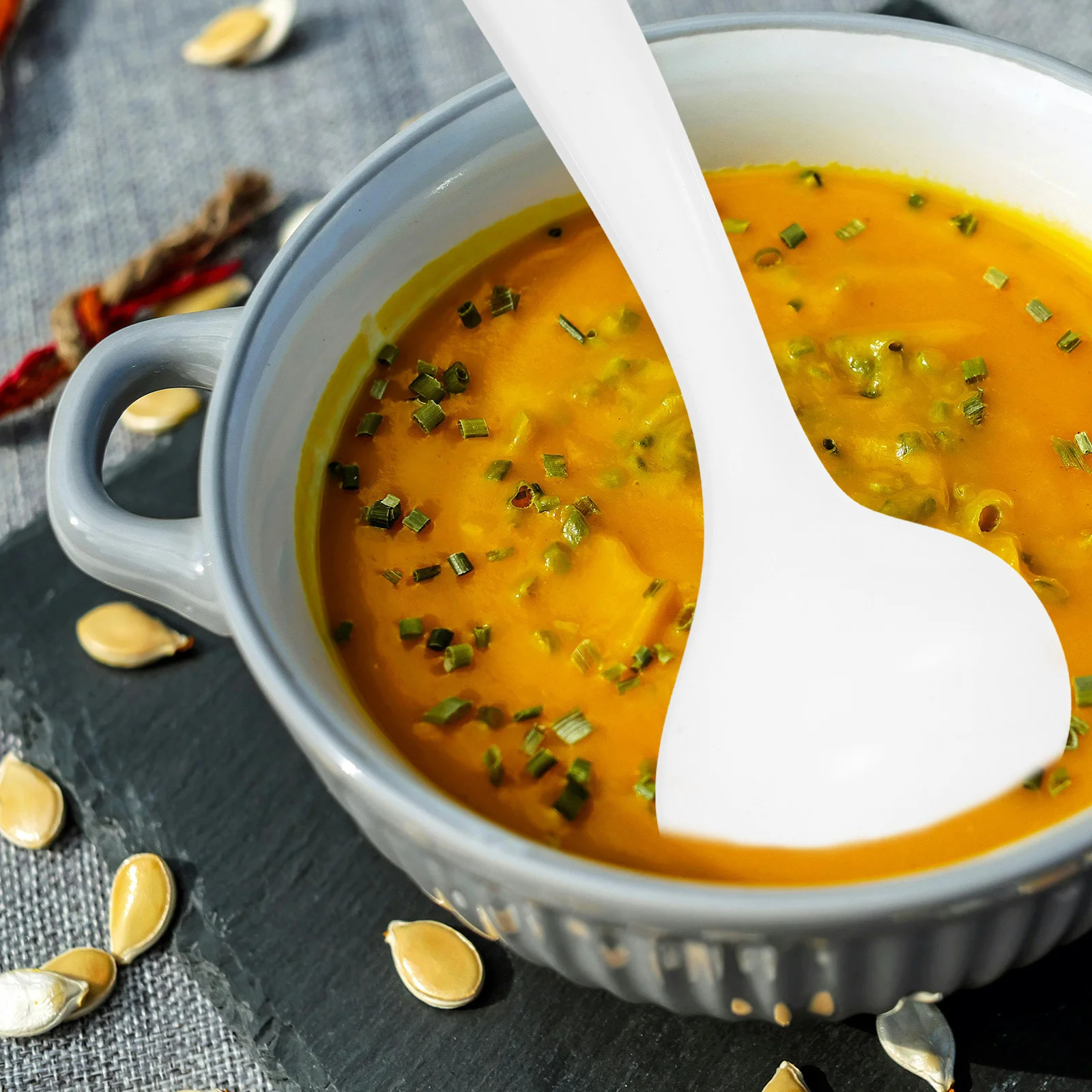 

6pcs Large Serving Spoon Reusable Pp Soup Ladle Long Handle For Kitchen Restaurant Canteen Home Buffet Cooking Ladle Porridge