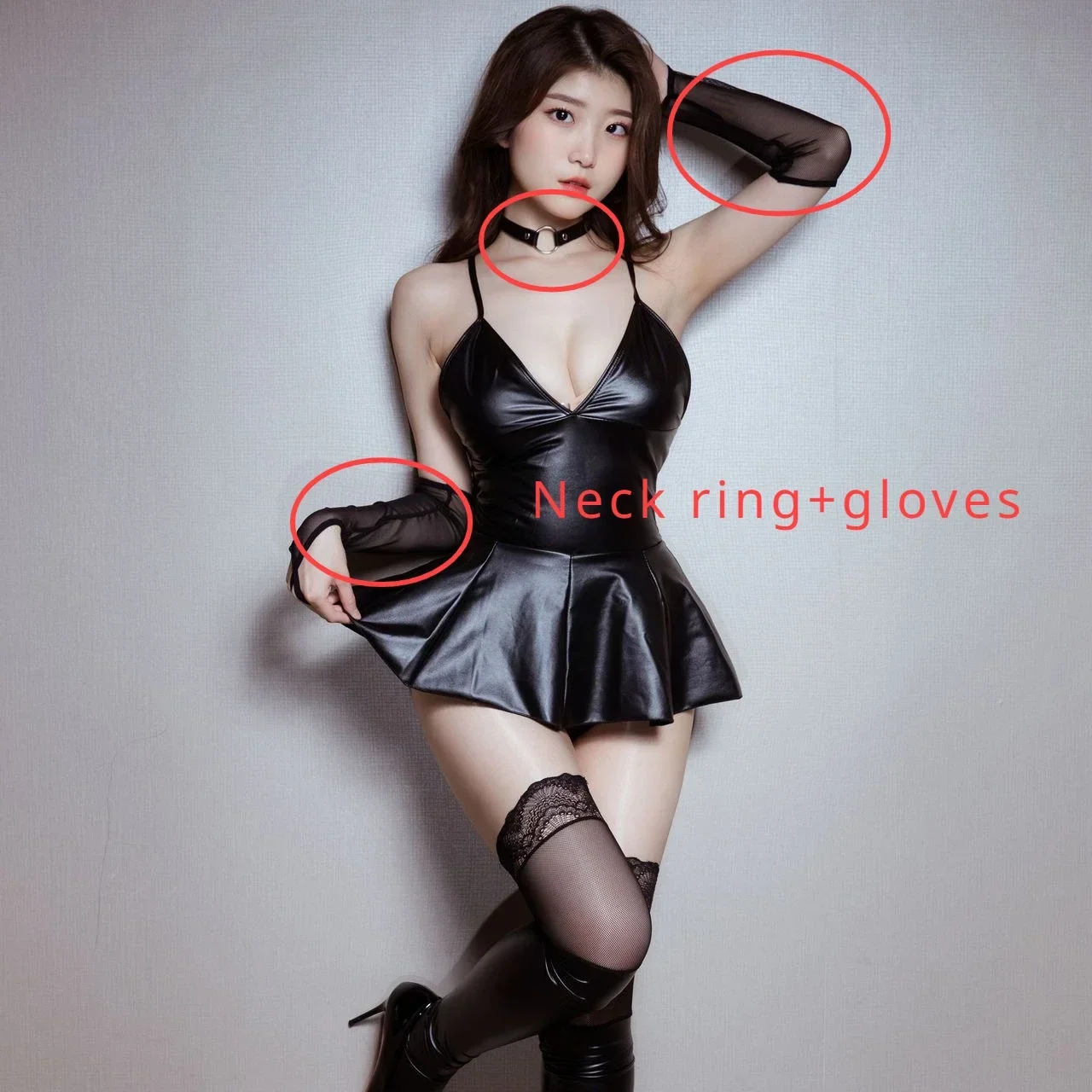 Women Dresses Sexy Lingerie Latex Daring Dress Sexy Underwear PU Leather Erotic Lingerie Dress Porno Bodysuit Women Club Wear