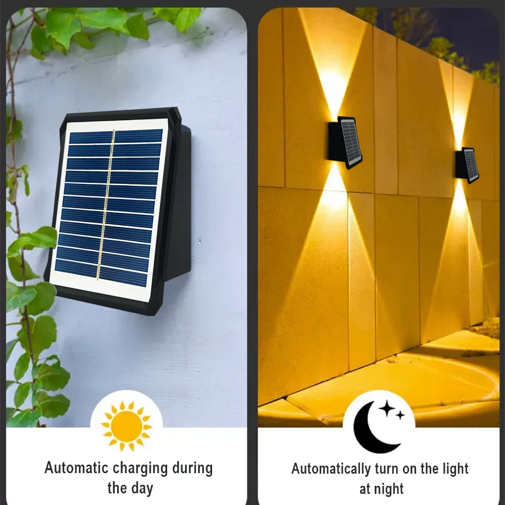 Solar Wall Light Outdoor Waterproof Solar Powered Wall Lamp UP and Down for Home Garden Patio Outdoor Lighting Decor