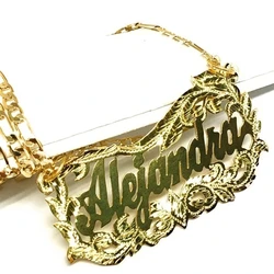 Carved Customized Double Plating 3D Nameplate Personalized Jewelry 18K Gold Name Necklace For Women Jewelry 2021 New