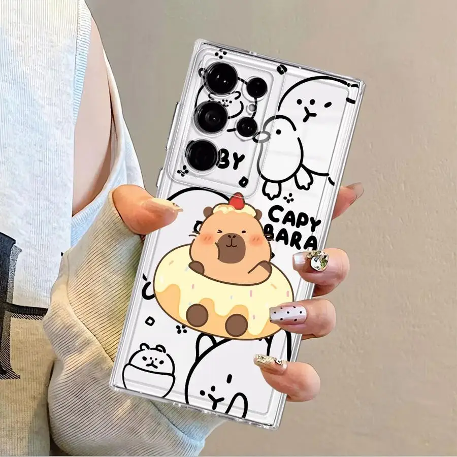 Casing Penutup Ponsel Lembut untuk Samsung Galaxy S21 S25 Edge Note 20 Ultra 10 S23 Ultra S20 Plus S24 S22 FE Caypabara Kartun