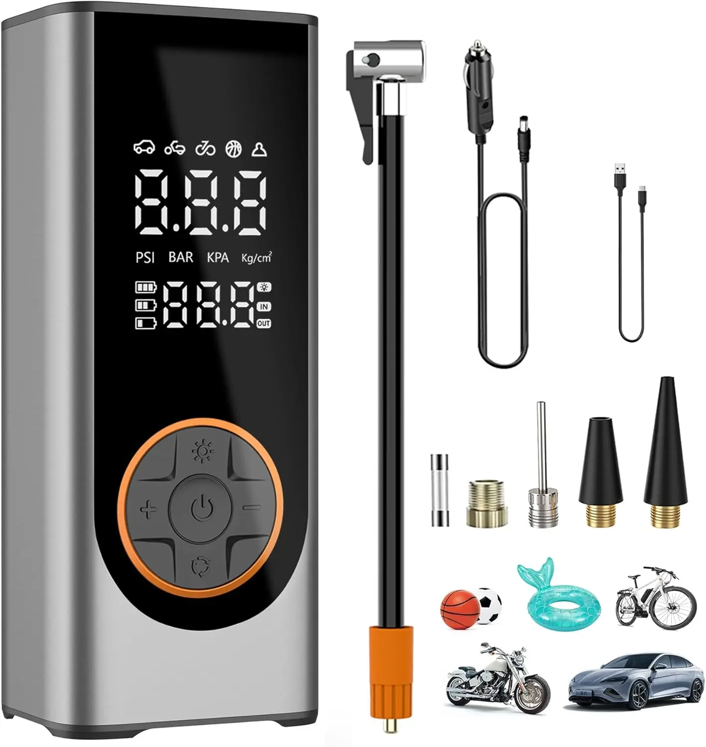 

Portable Tire Inflator 150PSI Air Pump 10000mAh with Pressure Gauge for Car, Bike & Motorcycle Tires