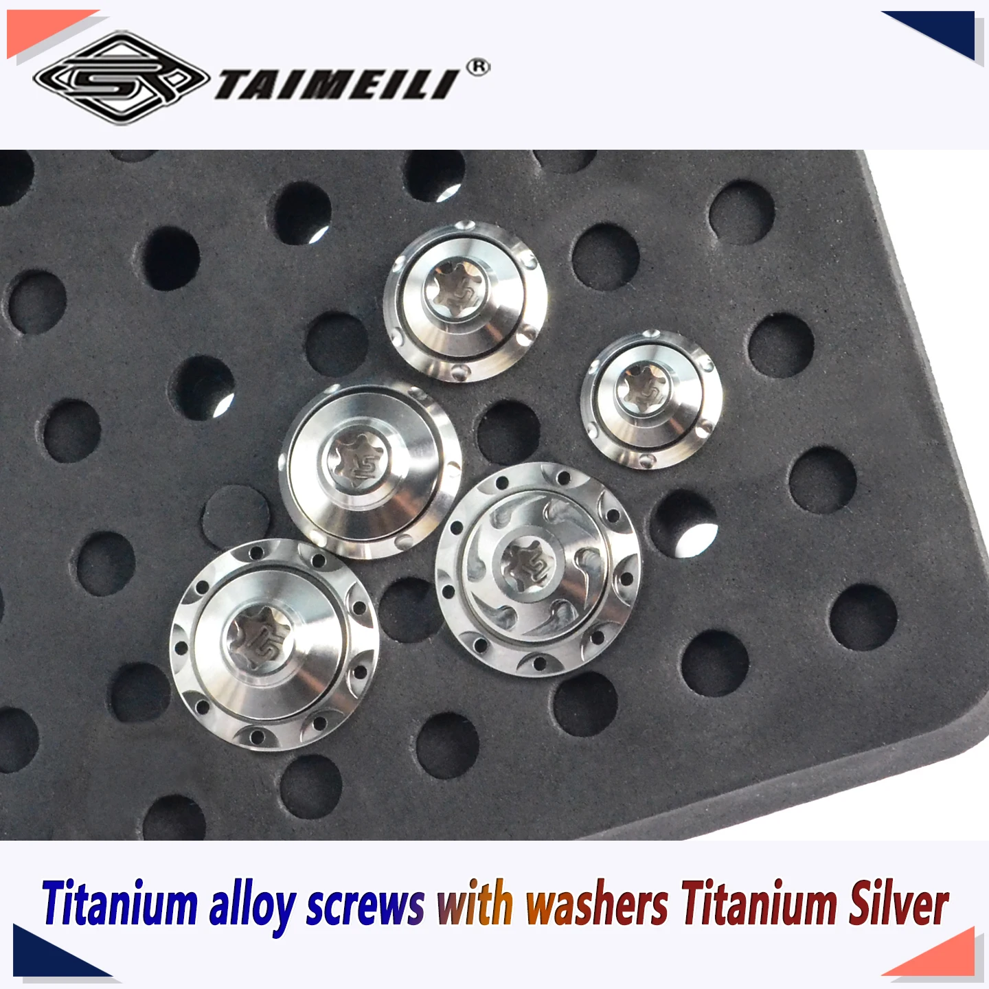 TAIMEILI Titanium Alloy Umbrella Head Decorative Screws With Washers M5/M6/M8x15-45mm Motorcycle Silver Mod Fasteners 1Pcs