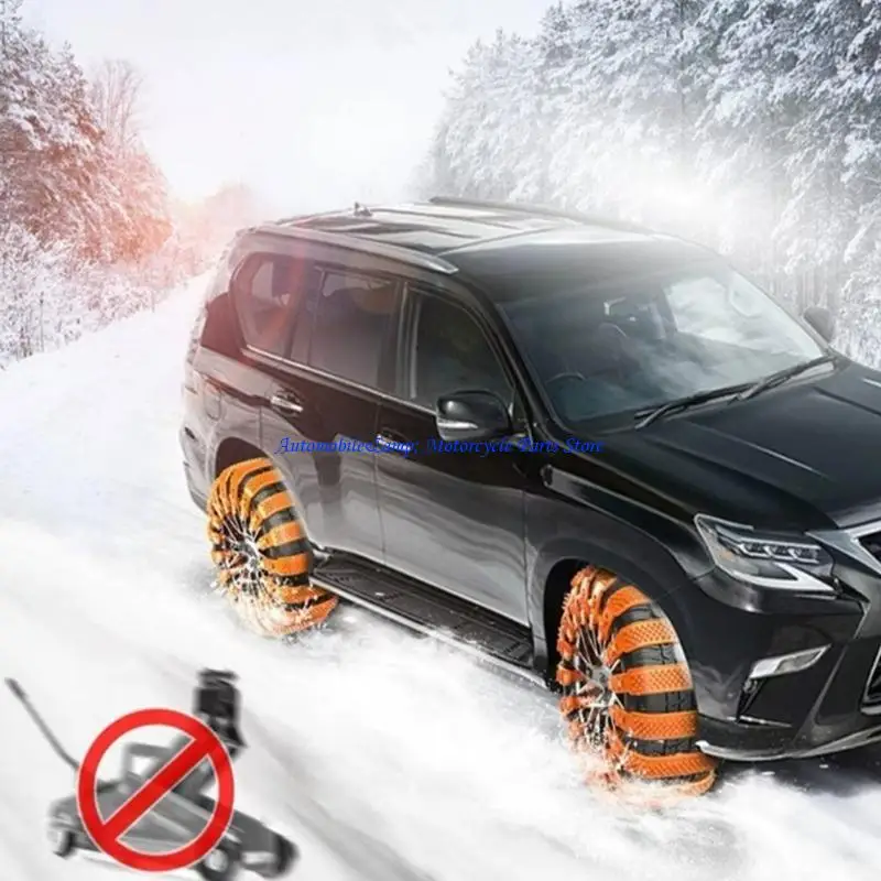H7BD Pack Of 10 Reliable Tire Grips Anti Skid Straps for Safe Travel In Snow & Rain