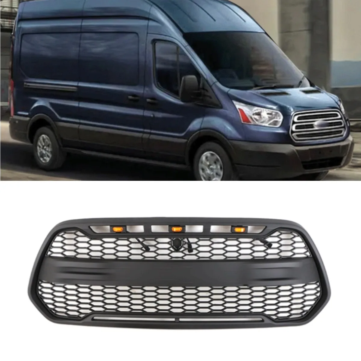 For Transit Bumper Grill Car Front Bumper Racing Grille Grillg Body Kit for Ford Transit 2014-2021 North America CUSTOM Edition - view 5