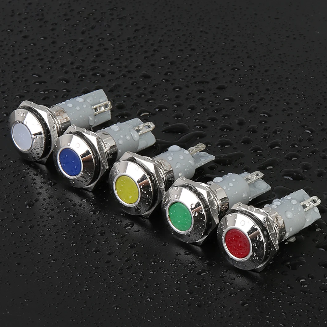 

ABILKEEN 10PCS/LOT 14MM Metal Indicator Light AC/DC 3~220V LED Signal Pilot Lamp with 2Pin Solder Terminal IP65 Waterproof