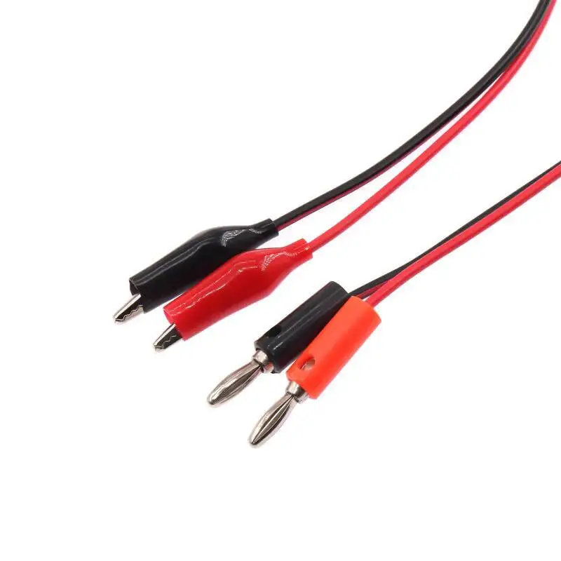 1~10 Stück Doppel-Krokodilklemme zu Rotem und Schwarzem Bananenstecker Verbindungs-Testkabel Stromkabel 1M – Detail 1
