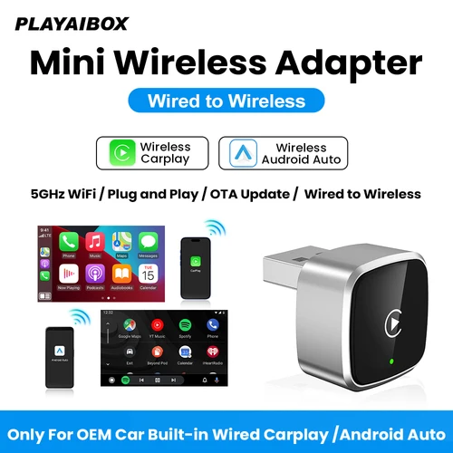 Adaptador inalámbrico Carplay Android Auto 2 en 1 Dongle inteligente 2025 5G WIFI para iphone teléfono Android para Volvo Benz MG Kia Chery VW