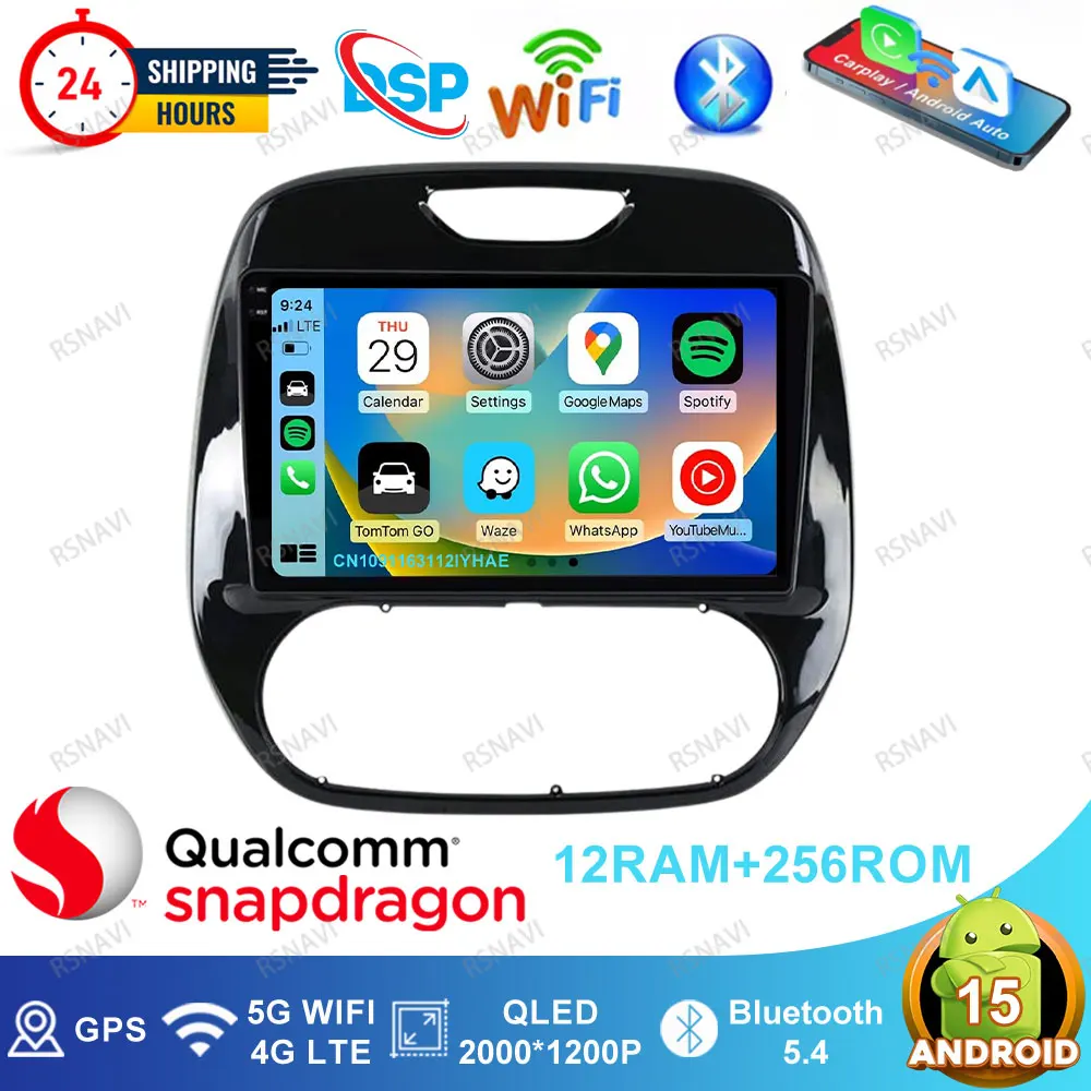Android 15 Car Radio For Renault Captur CLIO Samsung QM3 Android All-in-one 2011 - 2018 Wireless Carplay Auto Navigation GPS BT