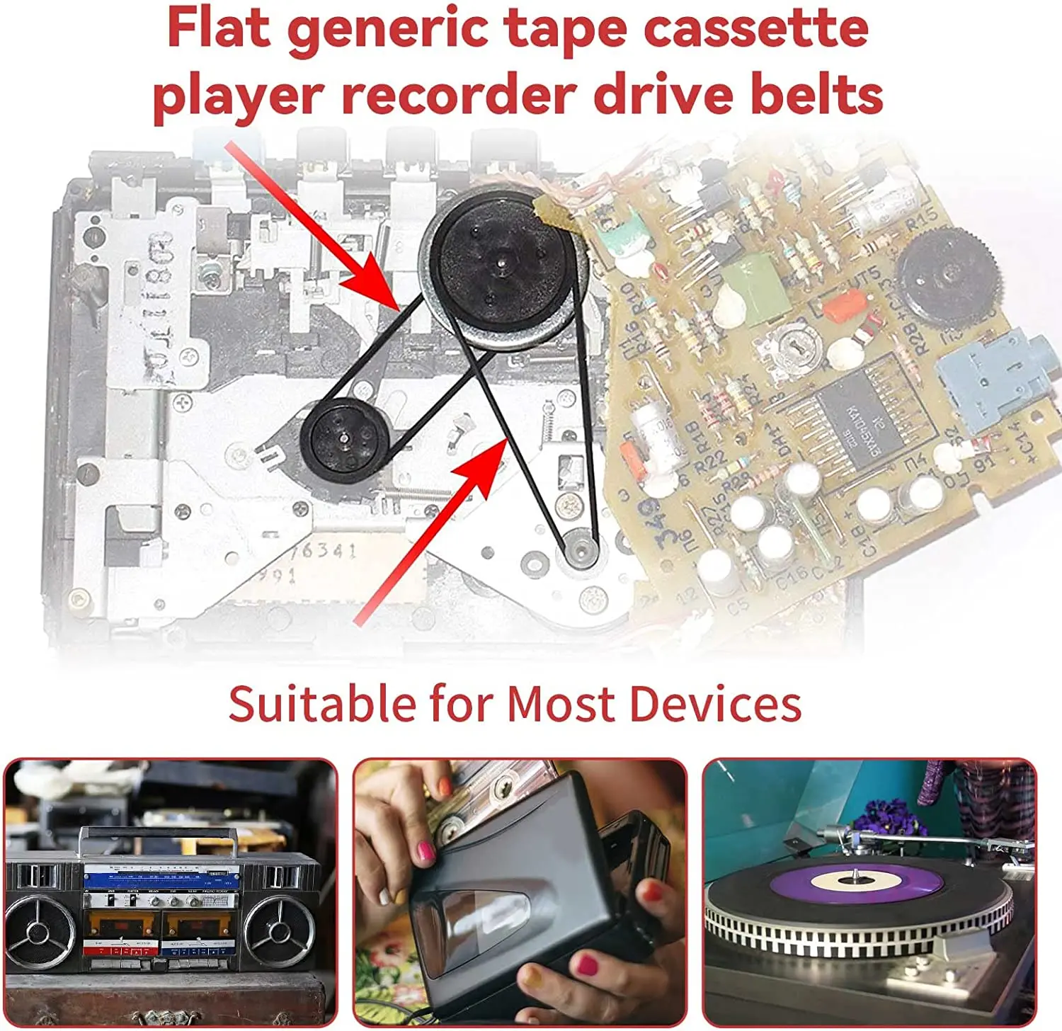 30/35/50pcs Mix Cassette Tape sostituzione gomma CD DVD Cassette registratore a nastro giradischi cinghia per macchine Video CD-ROM
