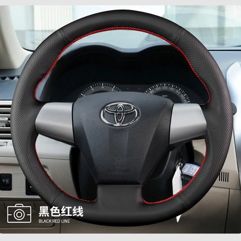 

For Toyota Steering Wheel Cover Custom Genuine Leather Anti-skid Hand Stitched 2011-2013 Corolla RAV4 Auto Interior Accessories