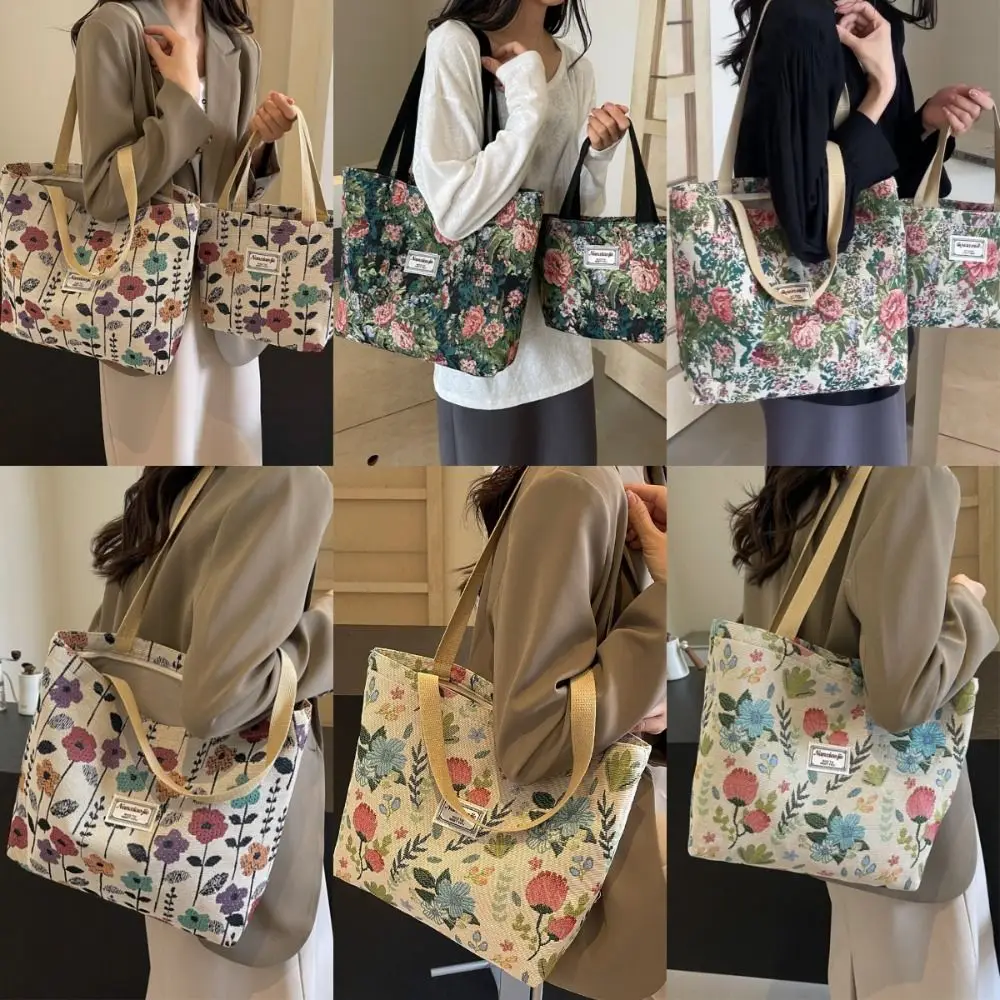 

Fashion Large Capacity Canvas Bag High-capacity National Style Shoulder Bag One-shoulder Underarm Bags Mid-autumn Festival