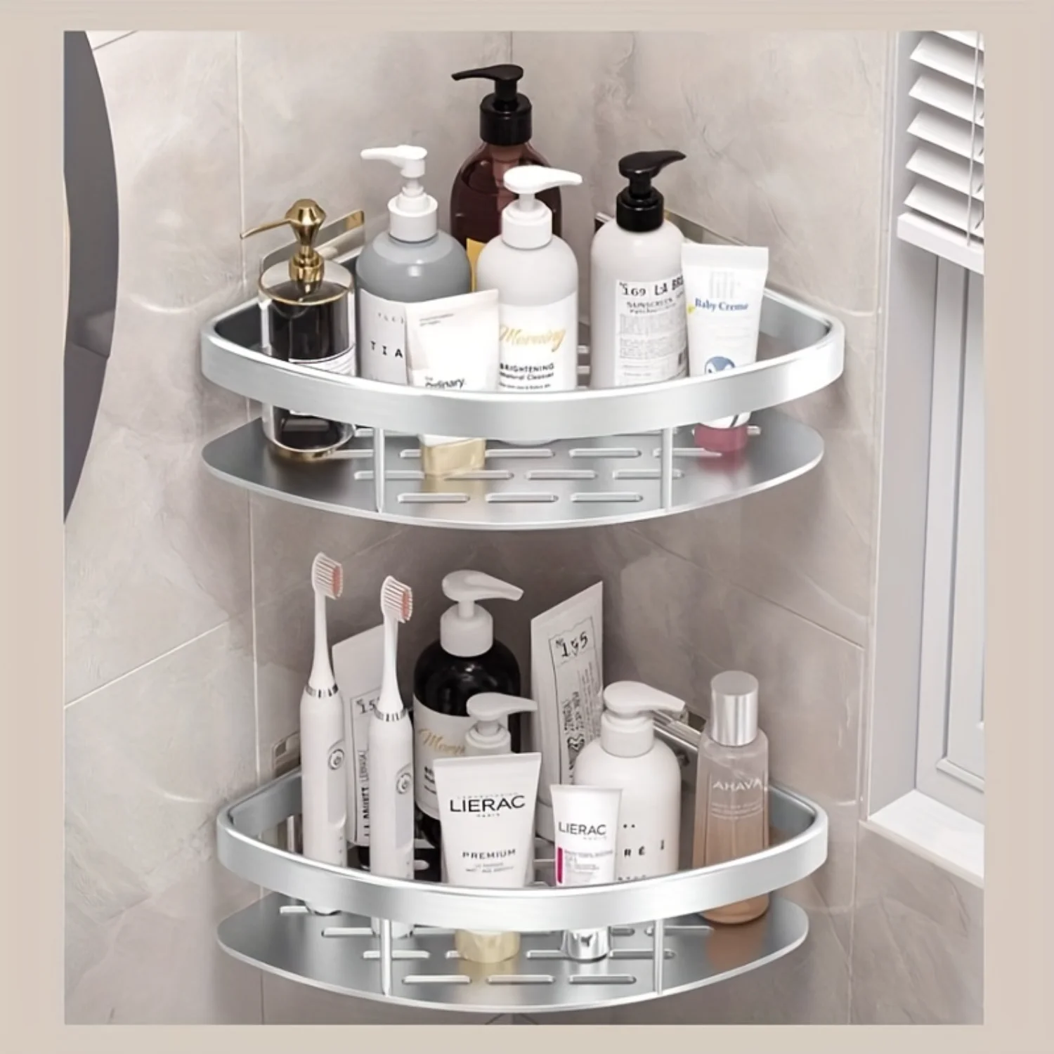 1/2pcs Punch-Free Bathroom  Rack, Waterproof Multi-Purpose Organizer For Shampoo, Shower Gel, Bathroom Corner  Rack