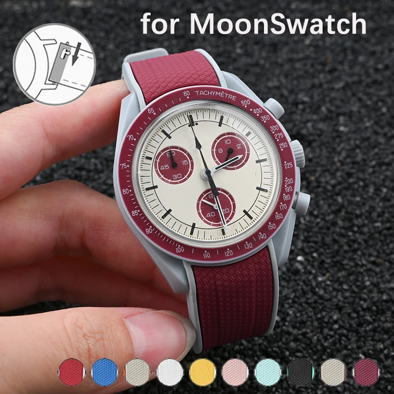 Curved End Silicone Strap for Omega X Swatch MoonSwatch 20mm Quick Release Sport Waterproof Bracelet Watch Band for Men Women