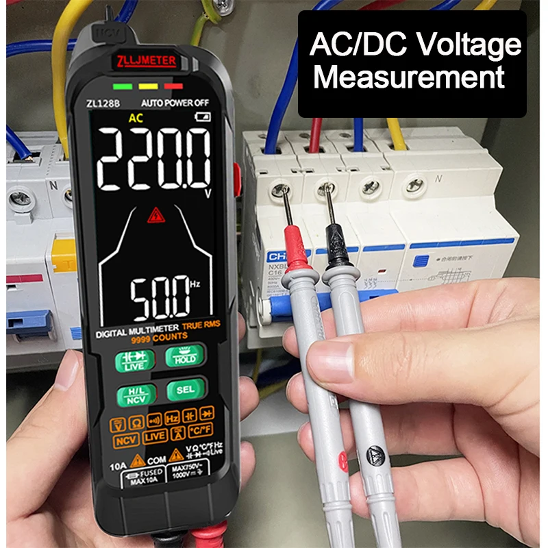 ZL128B USB Lade Digitale Multimeter 9999 LCD Farbe Display DC AC Spannung Strom Kapazität Multimetro NCV Hz Live Draht Tester