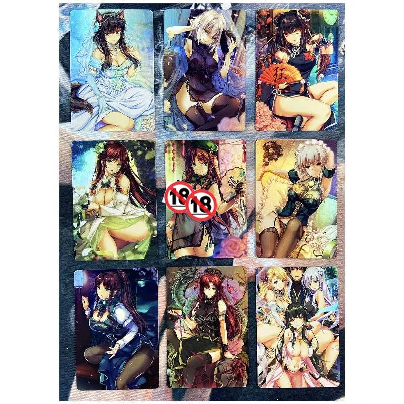 

9pcs/set ACG Cheongsam Dress Girl Oriental Project Sexy Nude Toys Hobbies Hobby Collectibles Game Collection Anime Cards