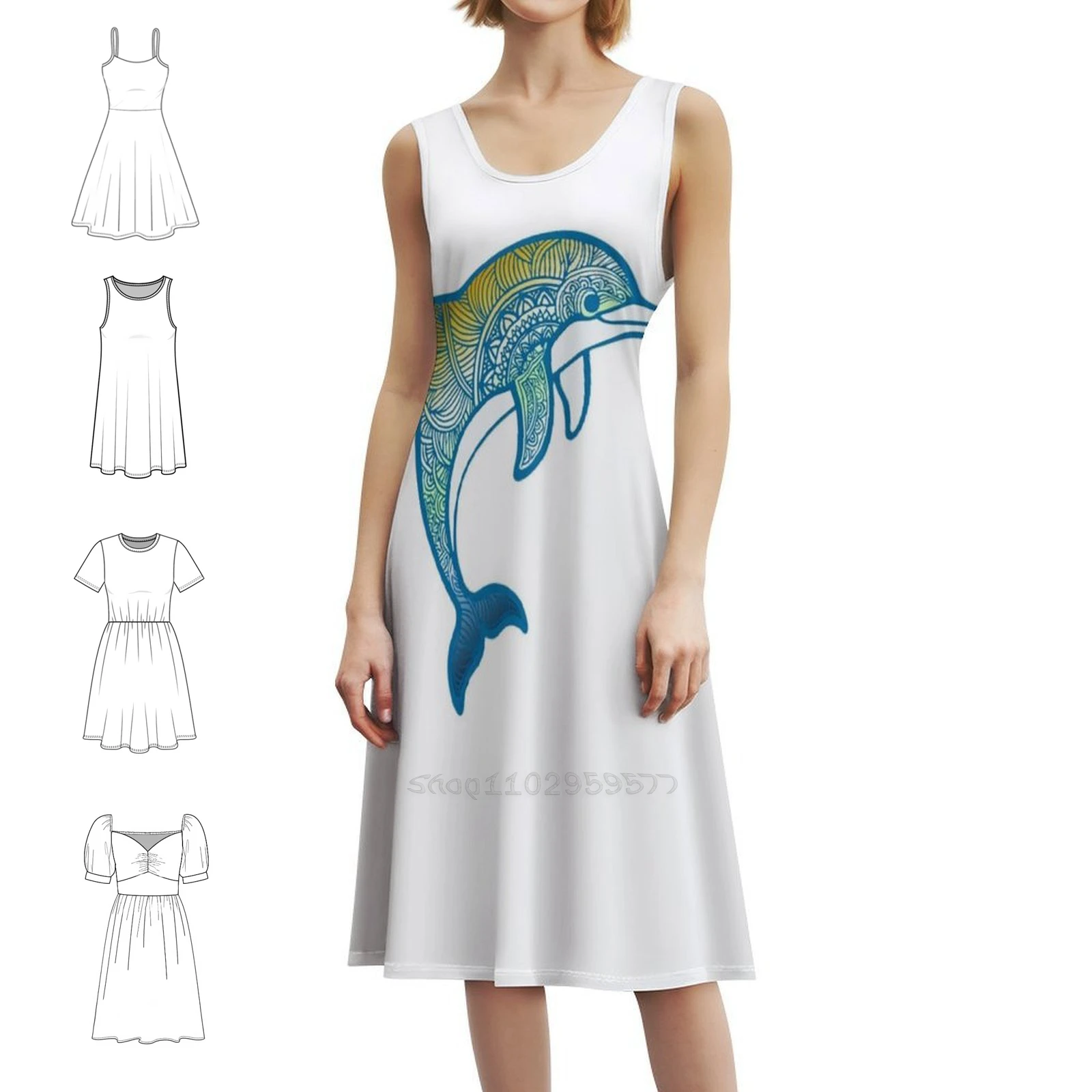 

Aroace Agender Pride Mandala Dolphin Sweetheart Neckline Dress Elegant Summer Party Dress For Women Aroace Agender Dolphin