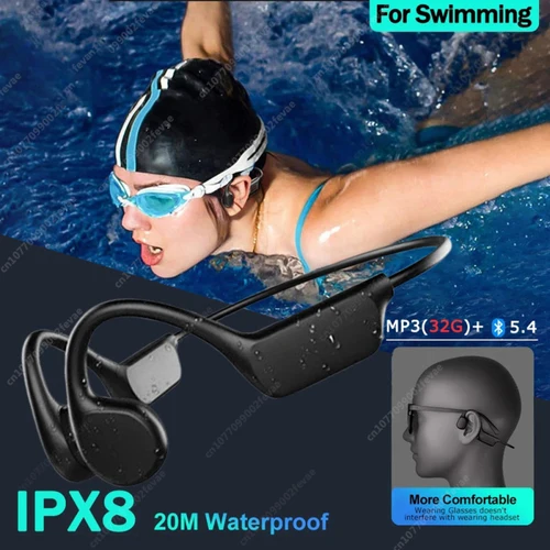 Auriculares de conducción ósea G1 Bluetooth 5,4 no intrauditivos natación correr IPX8 impermeable larga vida colgar auriculares deportivos 2025