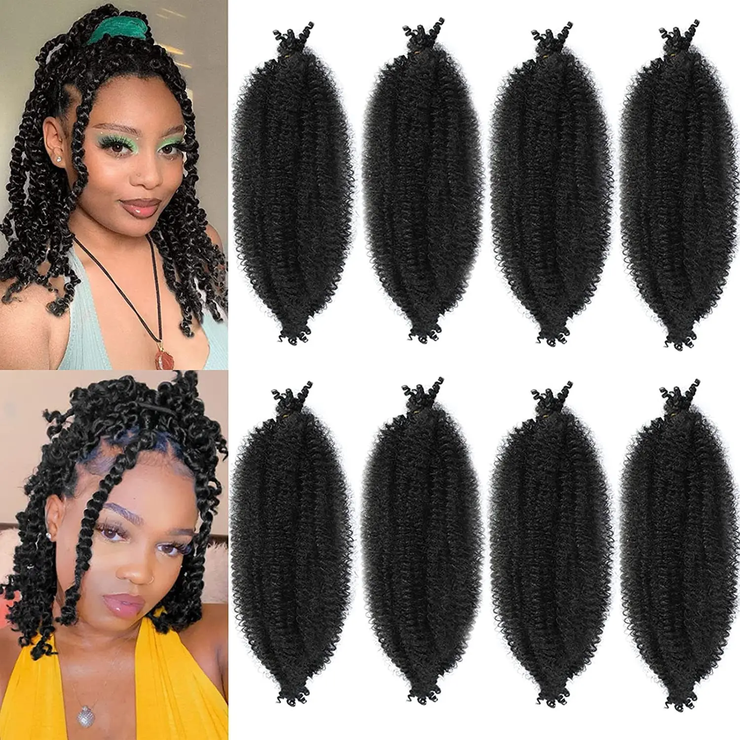 Afro Twist Hair 24 inches Elastic African Twist hair pre-fluffy spring Twist hair pre stretch wraps around hair hair extensions