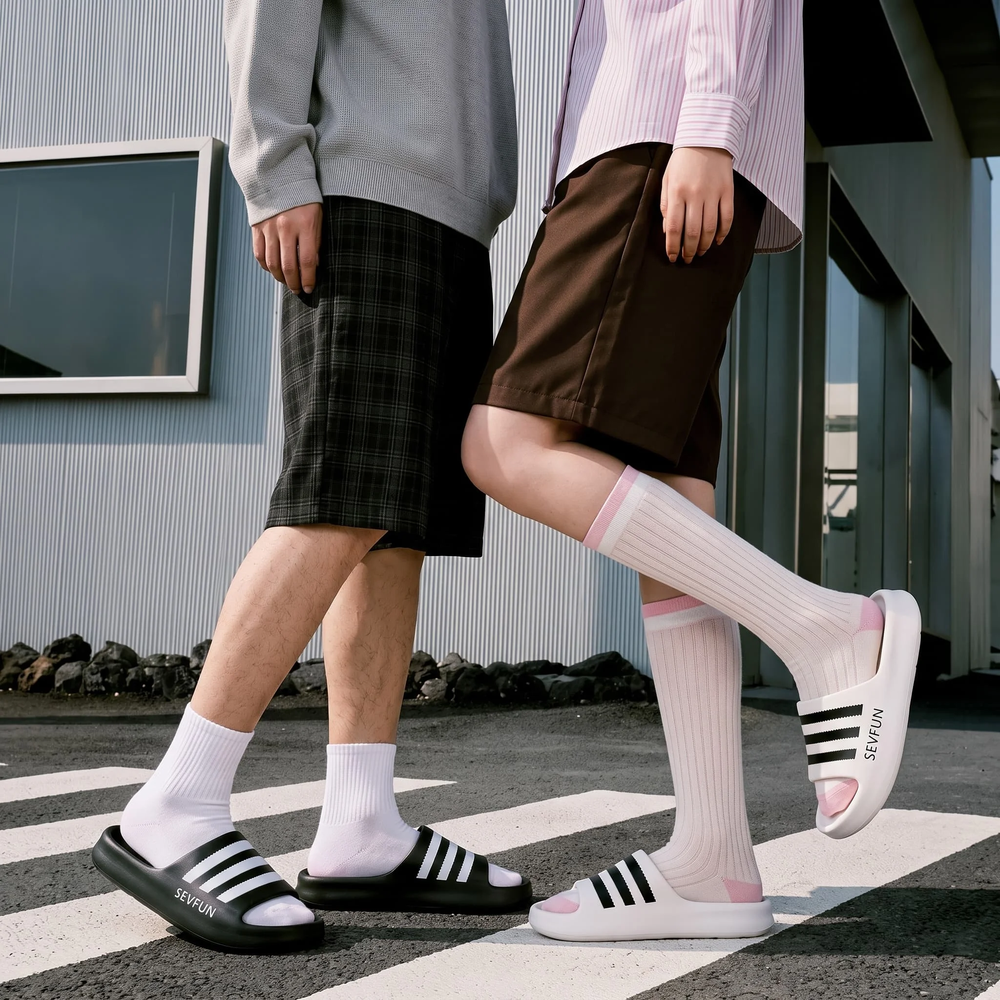 Men Striped EVA Slides Summer Non Slip Slippers Soft Cushion Open Toe Sandals Indoor Home Outdoor Beach Casual Shoes