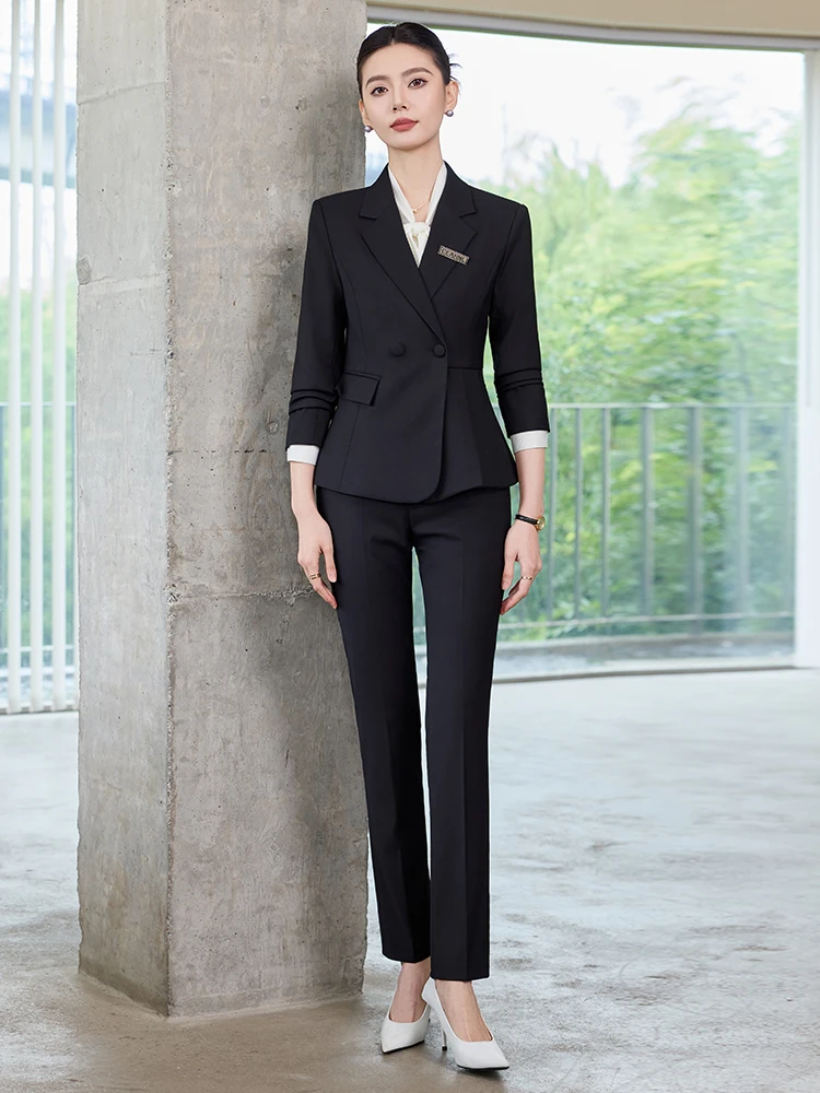 

AIyssa Модная профессиональная женская одежда, костюм-двойка + брюки, изысканная и элегантная. Новый стиль 2025 года