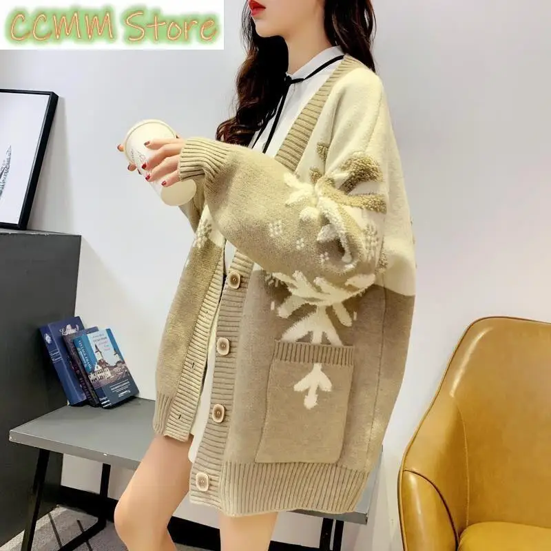 

New Autumn/Winter Sweater Coat Large Women's Korean Loose Fashion Versatile Knitted Cardigan Top Trend