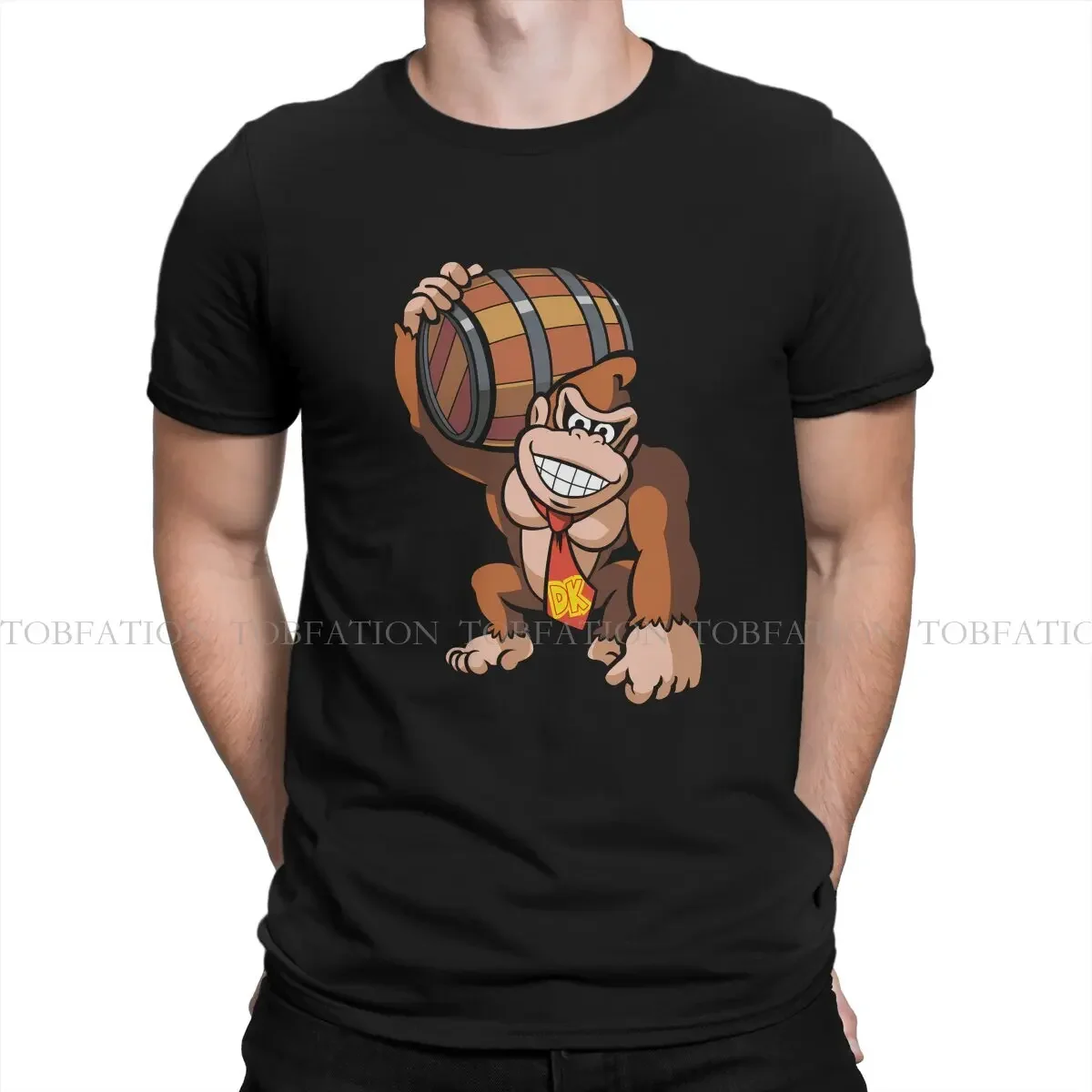 With Barrel O Neck TShirt Donkey Kong Game Pure Cotton Basic T Shirt Man's Clothes Fashion Oversized Big Sale