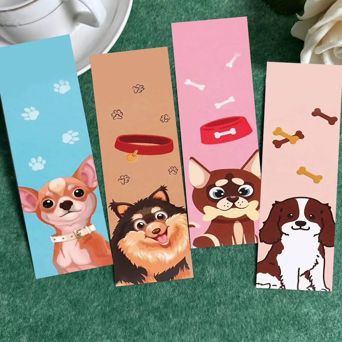 Bview Art 30Pcs DIY Cartoon Dog Bookmarks for Kids - Animal Reading Rewards, Creative Craft & Book Tracker for Students