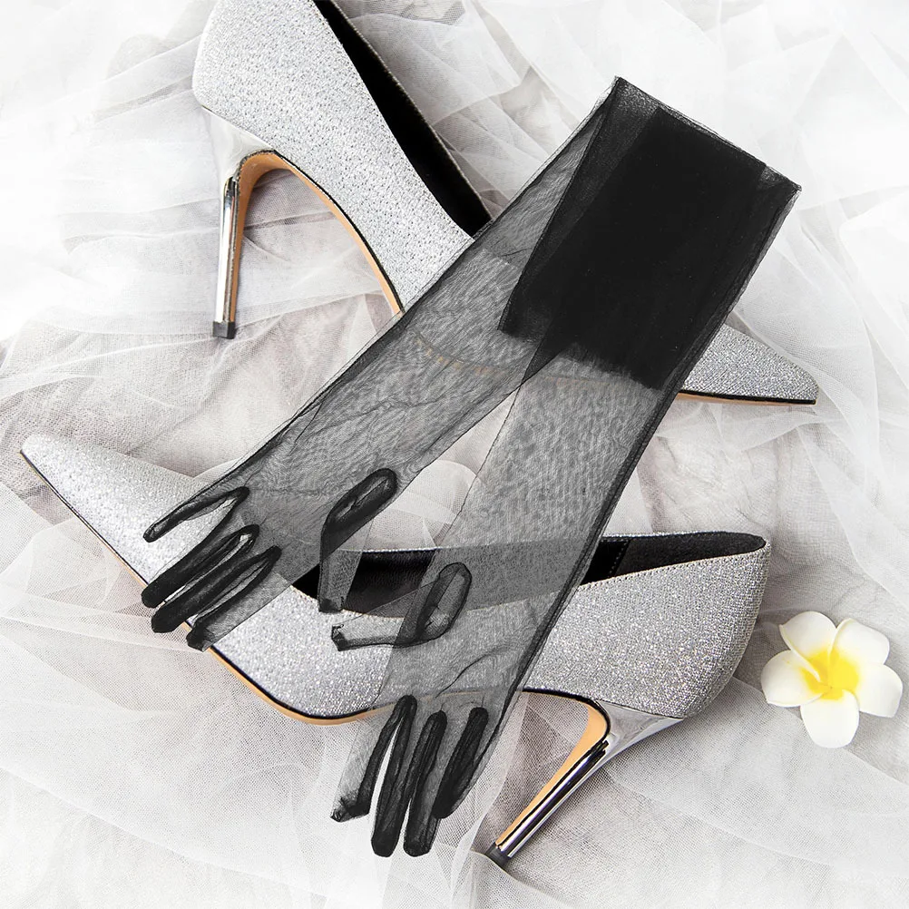 

Tulle Wedding Gloves Bridal Mesh Long White Sheer Ladies Formal Opera Gloves Elegant Glove Women Party Dinner Concert Birthday